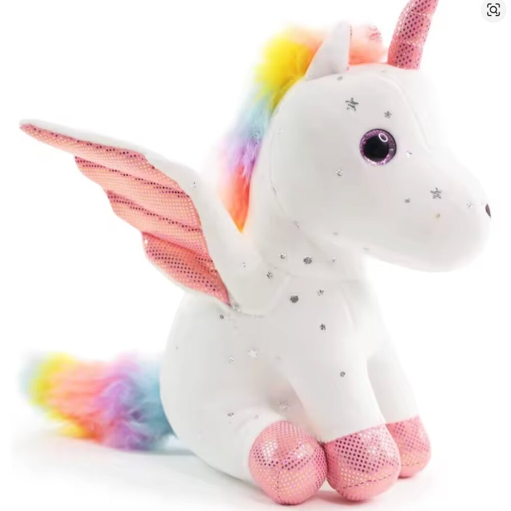 Plush Unicorn Toy with Pink Accents